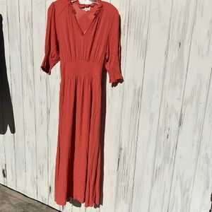 MELLODAY Orange Long Sleeve Gauze Dress Size S